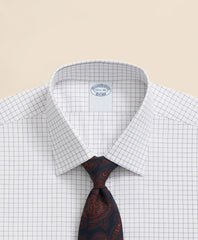 Stretch Supima® Cotton Non-Iron Pinpoint Oxford Ainsley Collar, Windowpane Dress Shirt