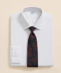Stretch Supima® Cotton Non-Iron Pinpoint Oxford Ainsley Collar, Windowpane Dress Shirt