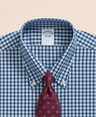 Stretch Supima® Cotton Non-Iron Pinpoint Oxford Polo Button Down Collar, Check Dress Shirt