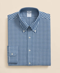 Stretch Supima® Cotton Non-Iron Pinpoint Oxford Polo Button Down Collar, Check Dress Shirt