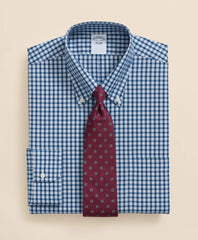 Stretch Supima® Cotton Non-Iron Pinpoint Oxford Polo Button Down Collar, Check Dress Shirt