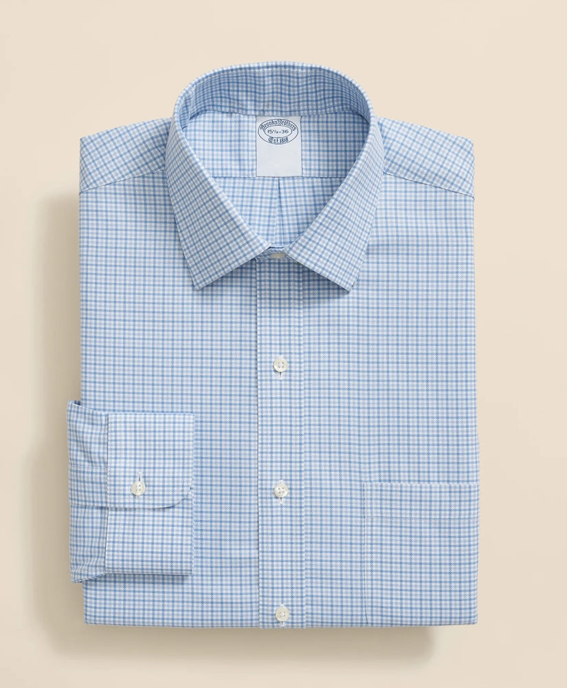 Stretch Supima® Cotton Non-Iron Royal Oxford Ainsley Collar, Checked Dress Shirt