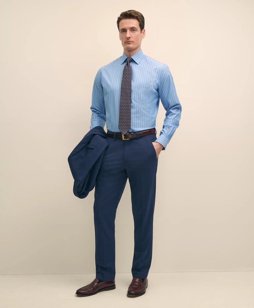 Stretch Supima® Cotton Non-Iron Royal Oxford Ainsley Collar, Striped Dress Shirt