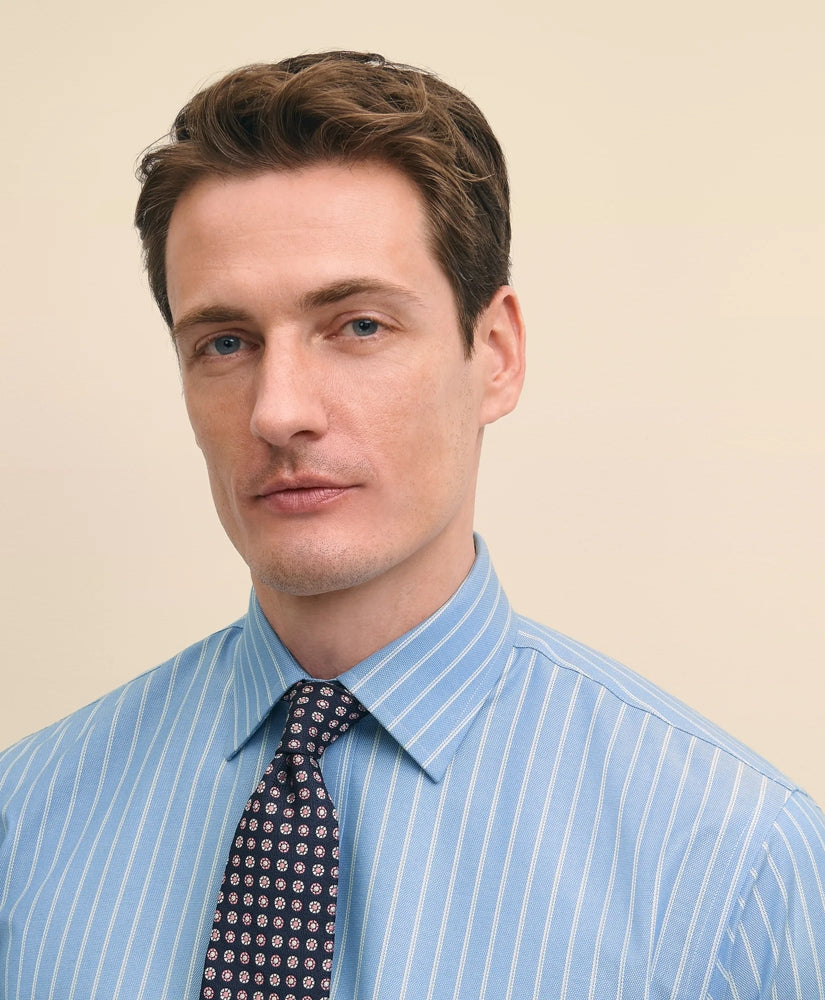 Stretch Supima® Cotton Non-Iron Royal Oxford Ainsley Collar, Striped Dress Shirt