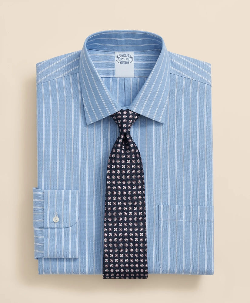 Stretch Supima® Cotton Non-Iron Royal Oxford Ainsley Collar, Striped Dress Shirt