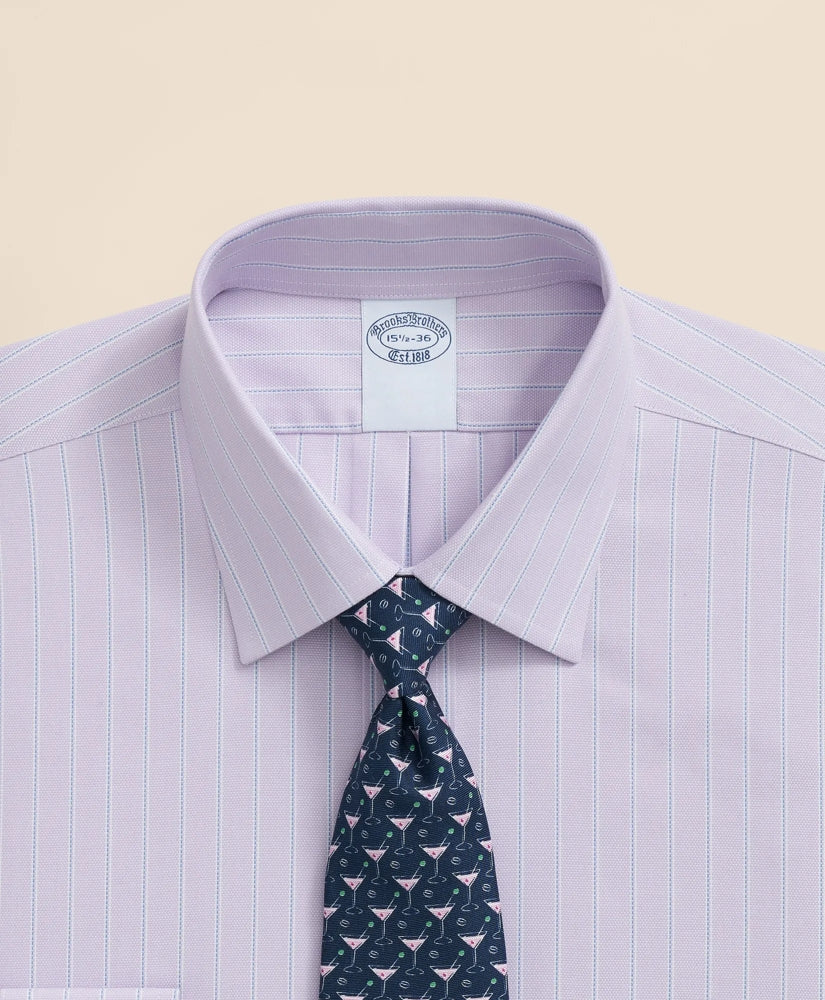 Stretch Supima® Cotton Non-Iron Royal Oxford Ainsley Collar, Striped Dress Shirt