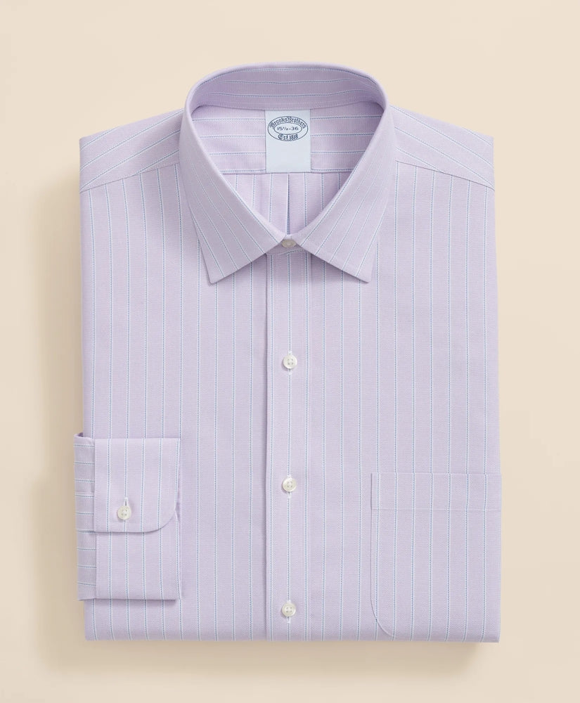 Stretch Supima® Cotton Non-Iron Royal Oxford Ainsley Collar, Striped Dress Shirt