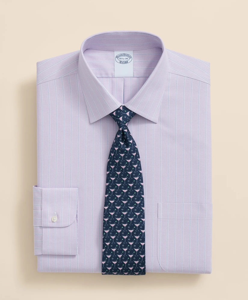 Stretch Supima® Cotton Non-Iron Royal Oxford Ainsley Collar, Striped Dress Shirt