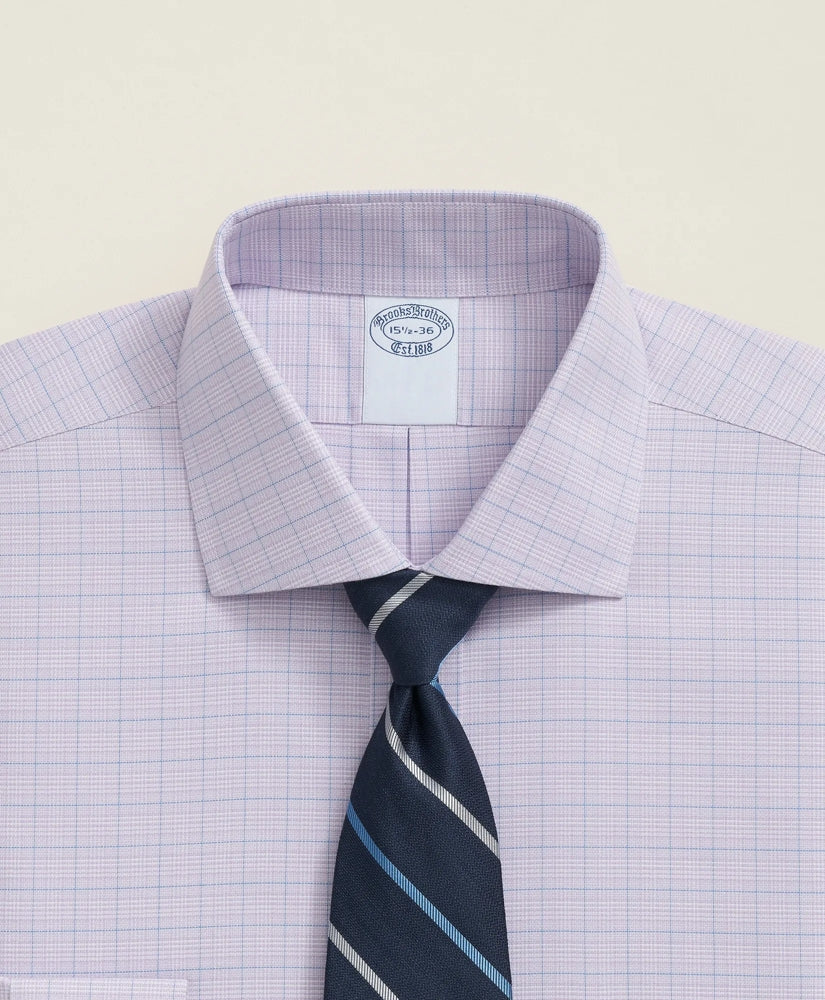 Stretch Supima® Cotton Non-Iron Royal Oxford English Spread Collar, Checked Dress Shirt