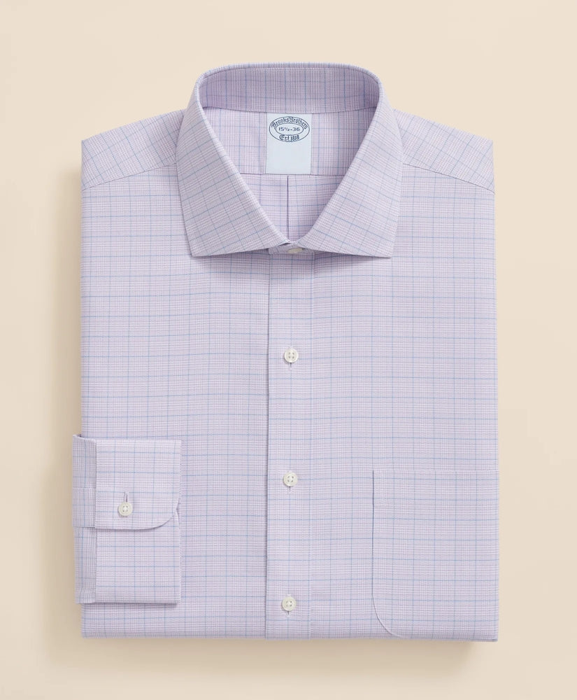 Stretch Supima® Cotton Non-Iron Royal Oxford English Spread Collar, Checked Dress Shirt