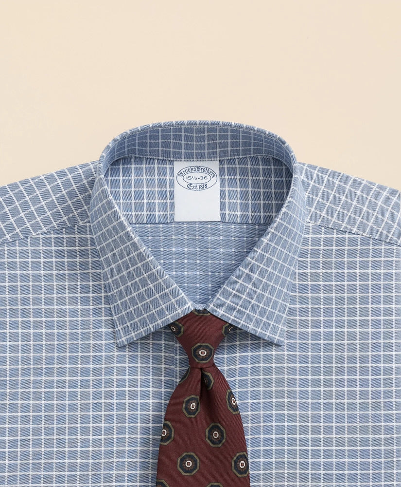 Stretch Supima® Cotton Non-Iron Textured Dobby Ainsley Collar, Graph Check Dress Shirt