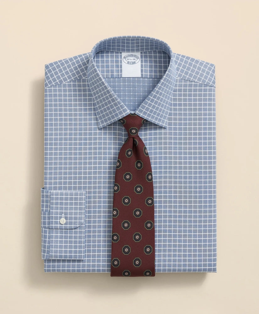 Stretch Supima® Cotton Non-Iron Textured Dobby Ainsley Collar, Graph Check Dress Shirt