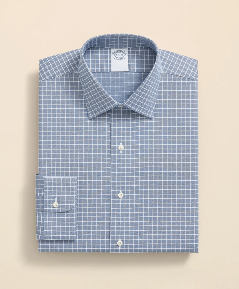 Stretch Supima® Cotton Non-Iron Textured Dobby Ainsley Collar, Graph Check Dress Shirt