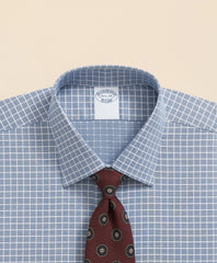 Stretch Supima® Cotton Non-Iron Textured Dobby Ainsley Collar, Graph Check Dress Shirt