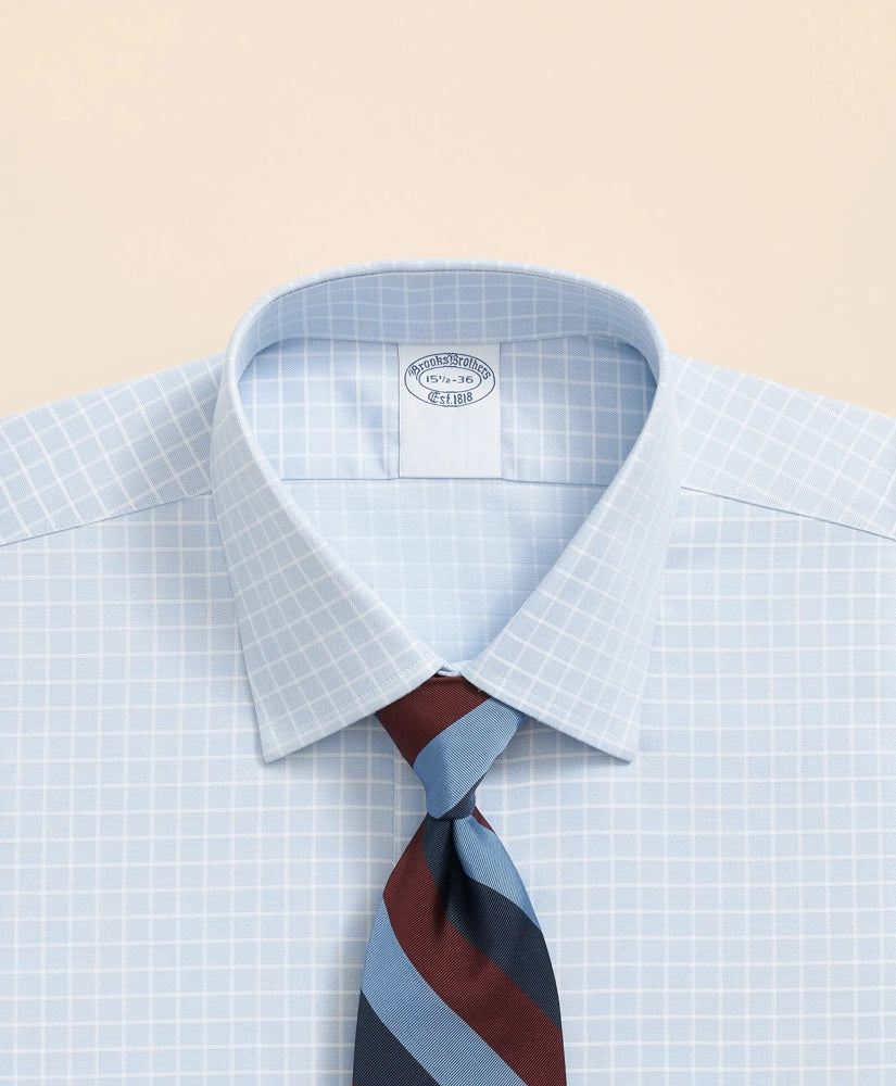 Stretch Supima® Cotton Non-Iron Textured Dobby Ainsley Collar, Graph Check Dress Shirt