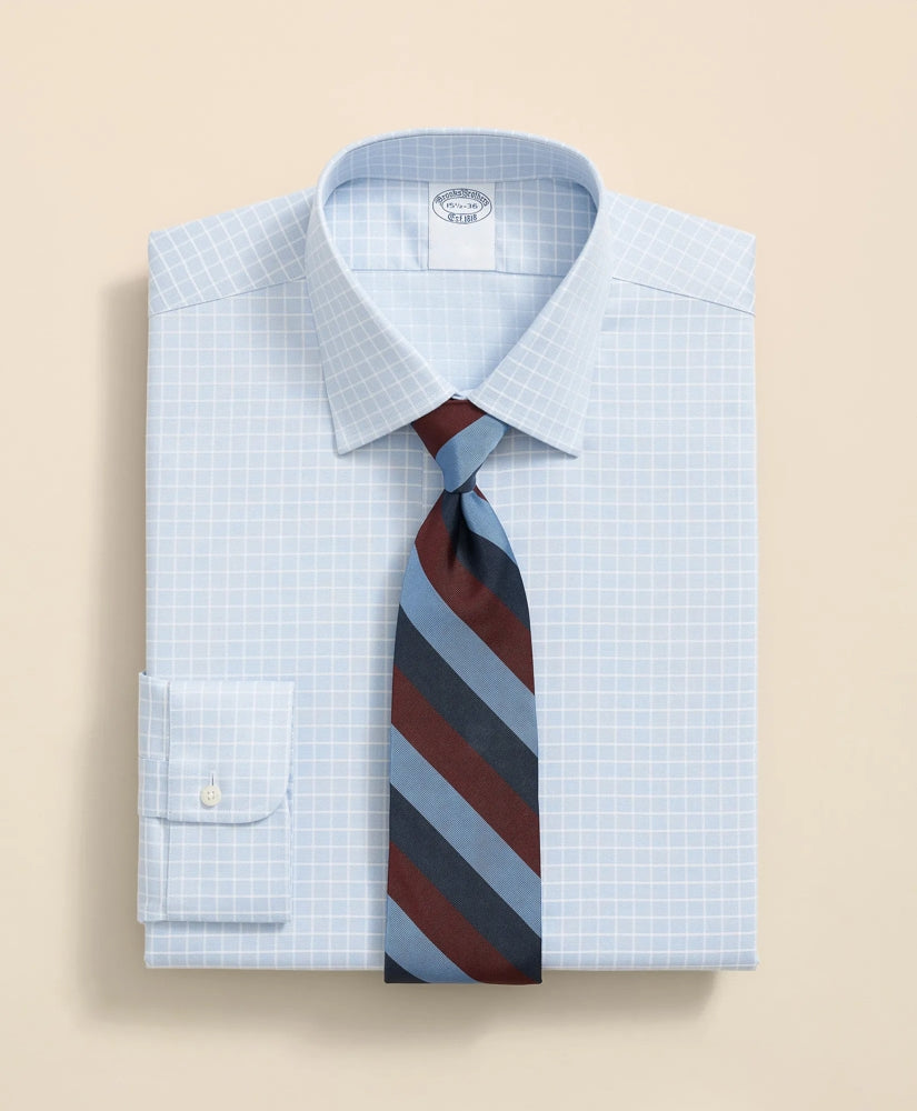 Stretch Supima® Cotton Non-Iron Textured Dobby Ainsley Collar, Graph Check Dress Shirt