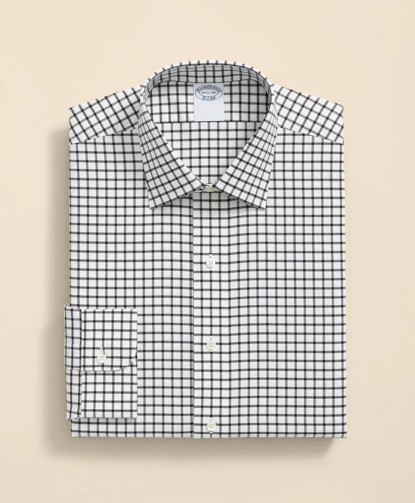 Stretch Supima® Cotton Non-Iron Twill Ainsley Collar, Windowpane Dress Shirt
