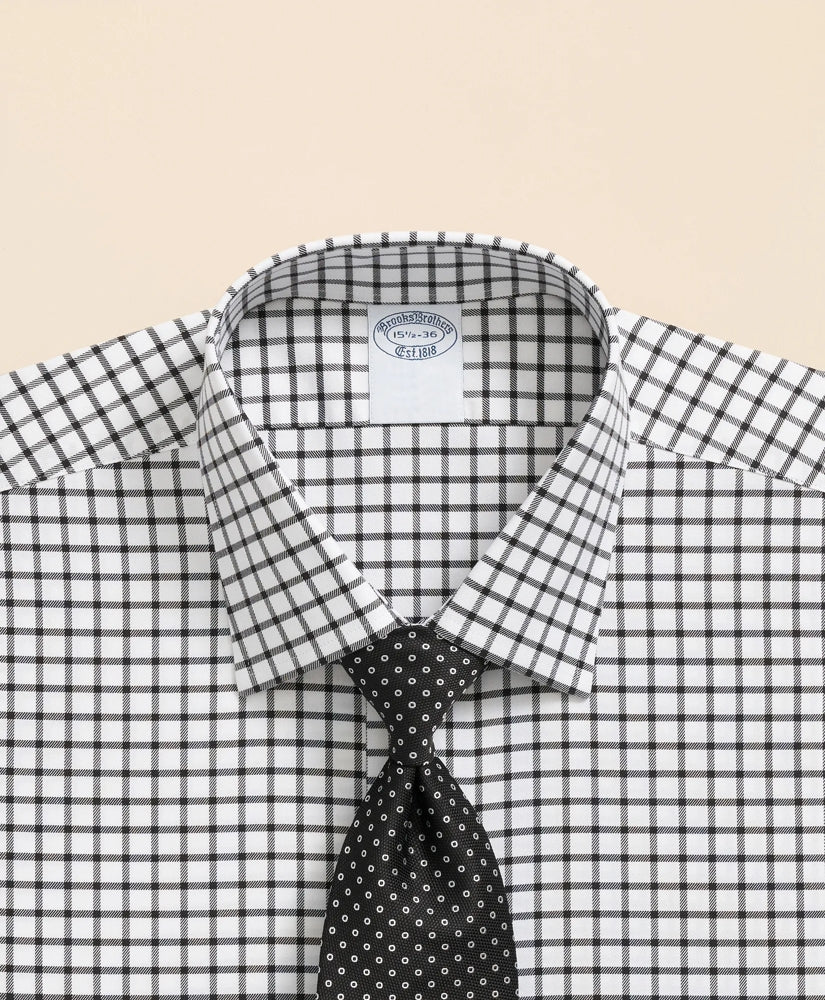 Stretch Supima® Cotton Non-Iron Twill Ainsley Collar, Windowpane Dress Shirt