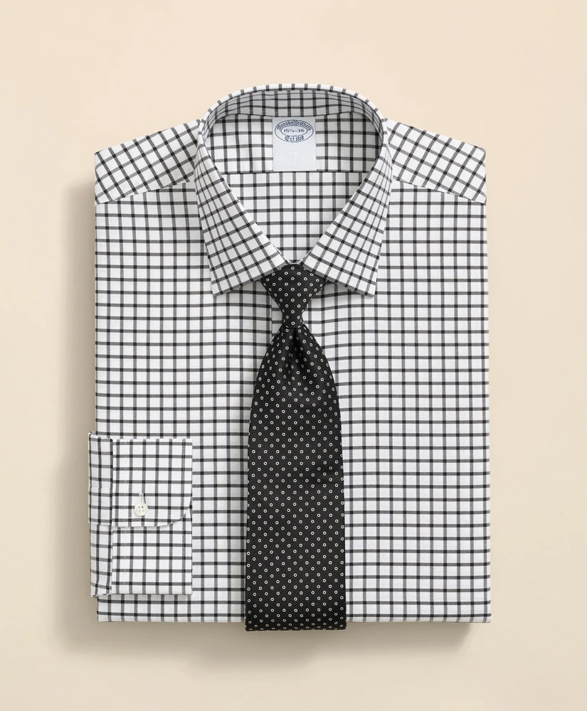 Stretch Supima® Cotton Non-Iron Twill Ainsley Collar, Windowpane Dress Shirt