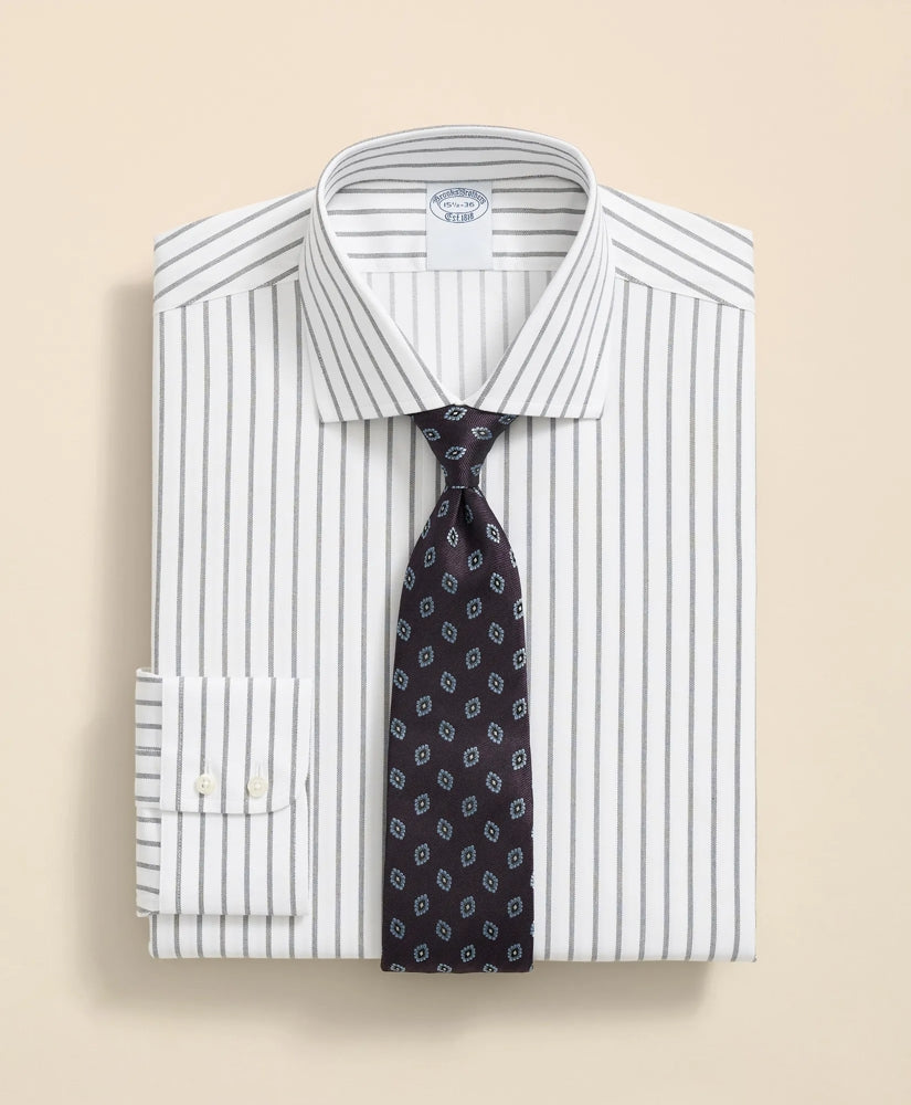 Stretch Supima® Cotton Non-Iron Twill English Spread Collar, Bold Stripe Dress Shirt