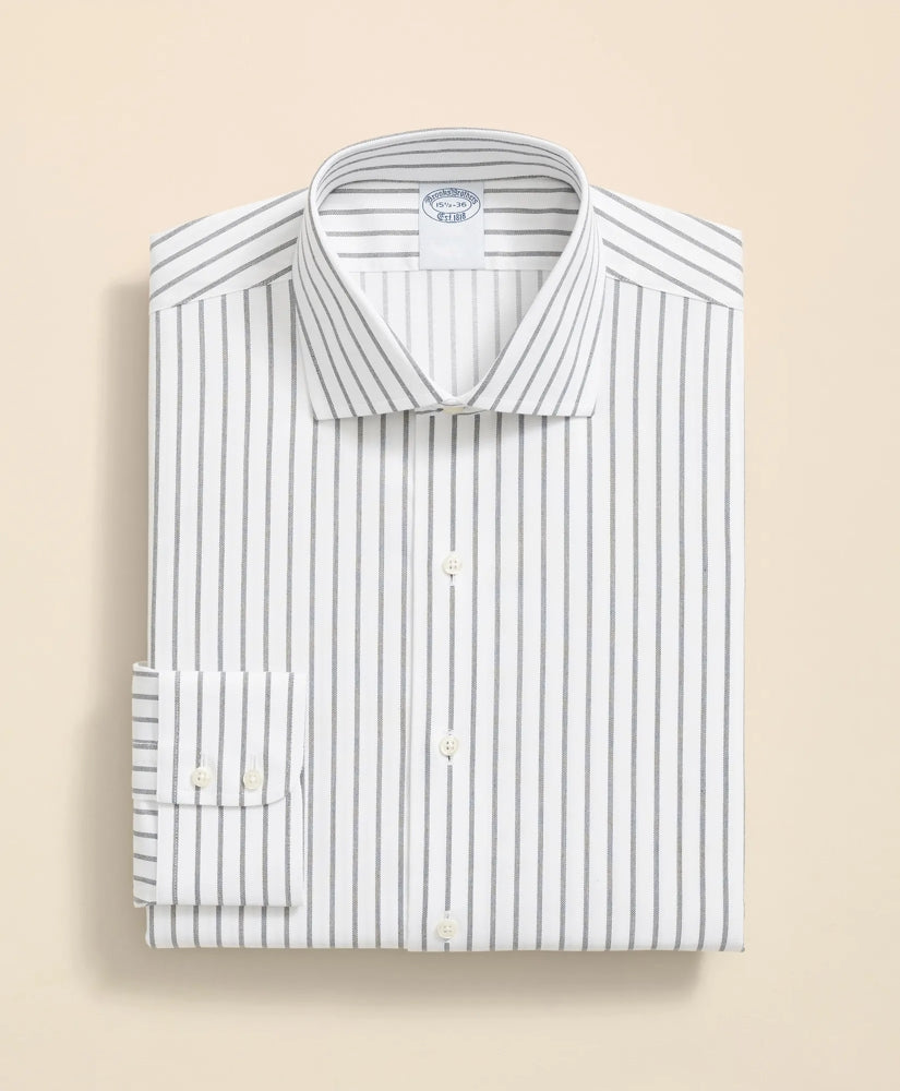 Stretch Supima® Cotton Non-Iron Twill English Spread Collar, Bold Stripe Dress Shirt