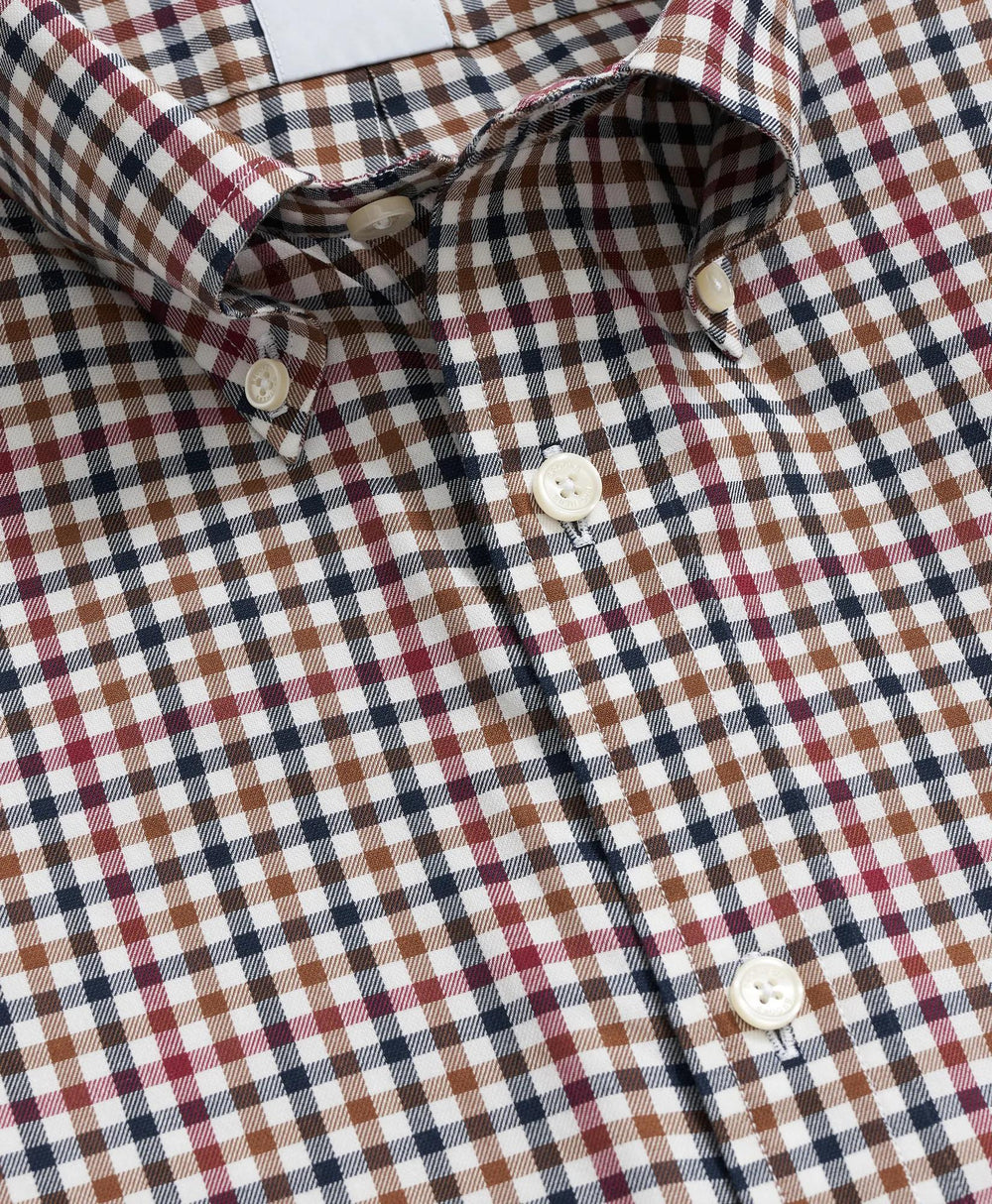 Stretch Supima® Cotton Non-Iron Twill Polo Button Down, Check Sport Shirt