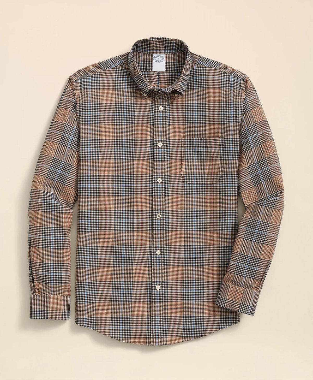 Stretch Supima® Cotton Non-Iron Twill Polo Button Down, Glen Plaid Sport Shirt