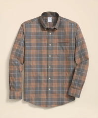 Stretch Supima® Cotton Non-Iron Twill Polo Button Down, Glen Plaid Sport Shirt