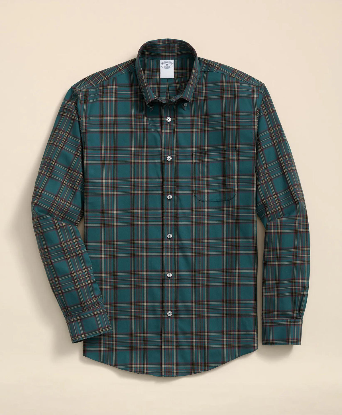 Stretch Supima® Cotton Non-Iron Twill Polo Button Down, Plaid Sport Shirt