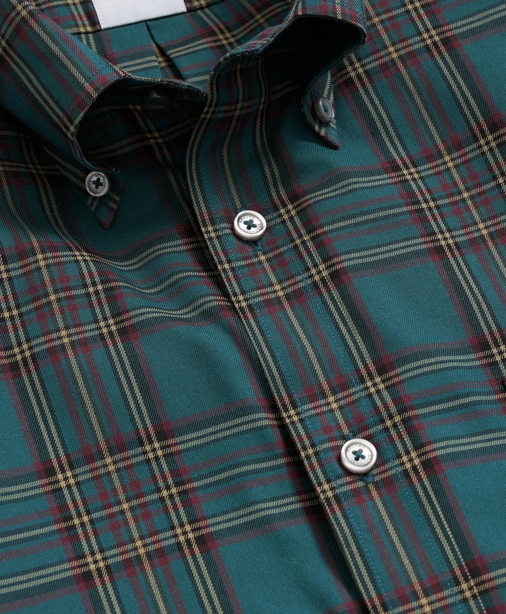Stretch Supima® Cotton Non-Iron Twill Polo Button Down, Plaid Sport Shirt
