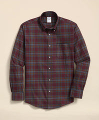 Stretch Supima® Cotton Non-Iron Twill Polo Button Down, Plaid Sport Shirt