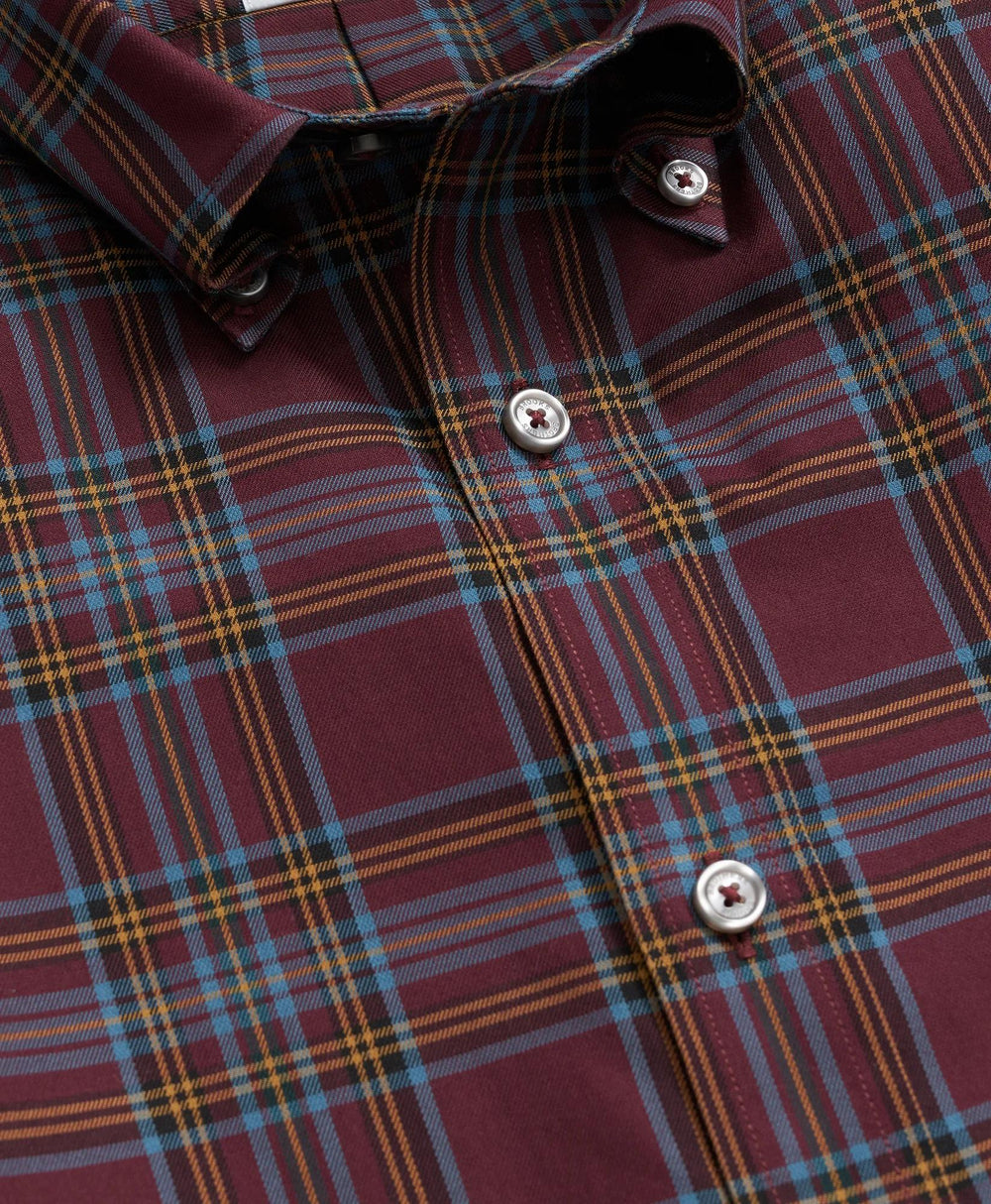 Stretch Supima® Cotton Non-Iron Twill Polo Button Down, Plaid Sport Shirt