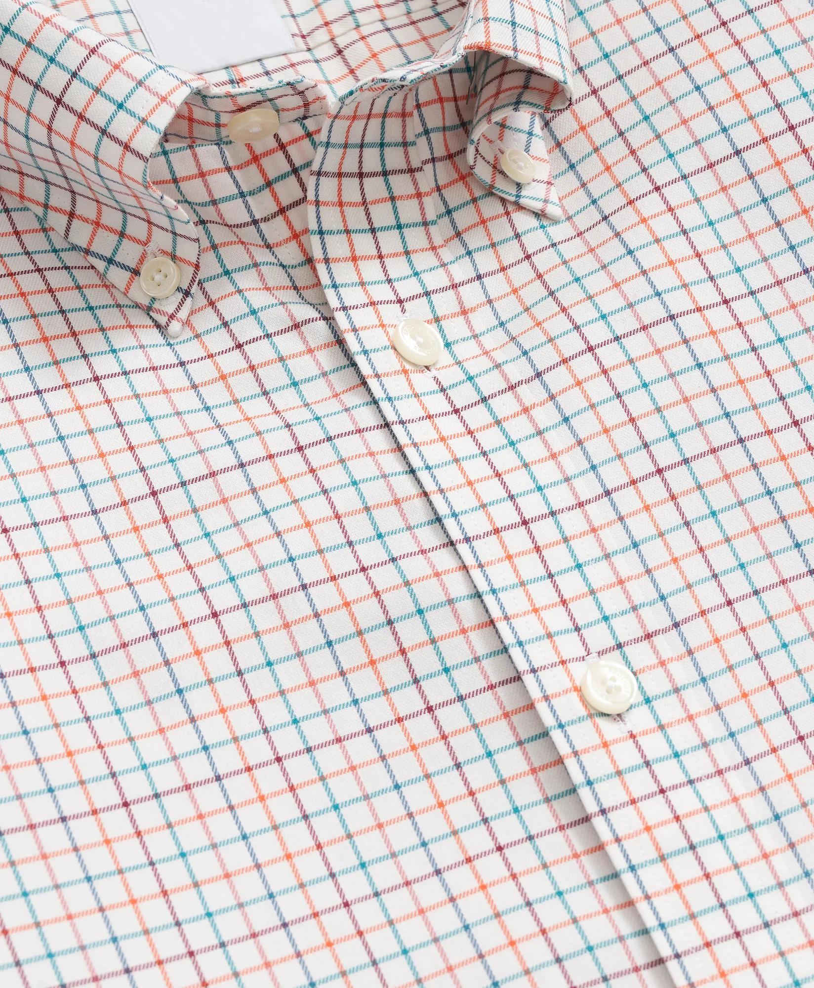 Stretch Supima® Cotton Non-Iron Twill Polo Button Down, Tattersall Sport Shirt