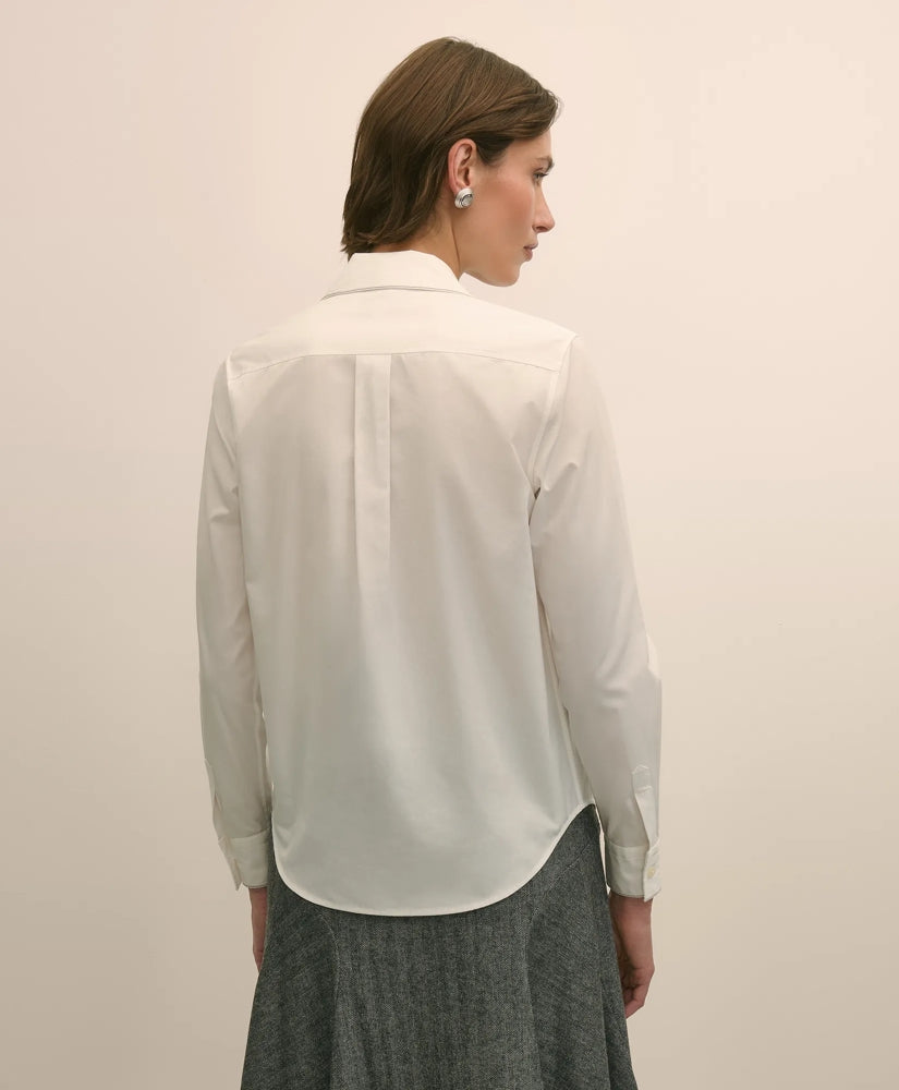 Supima® Cotton Beaded-Trim Poplin Shirt