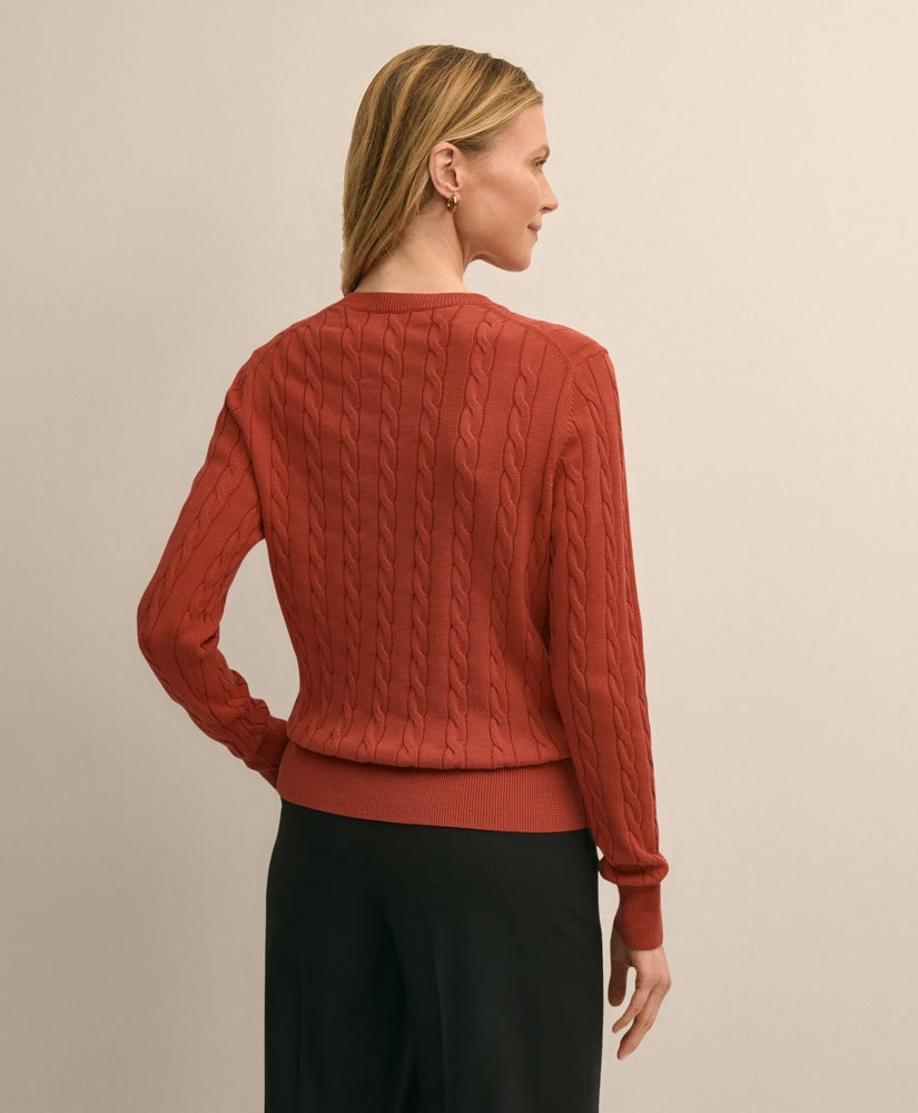Supima® Cotton Cable Crewneck Sweater