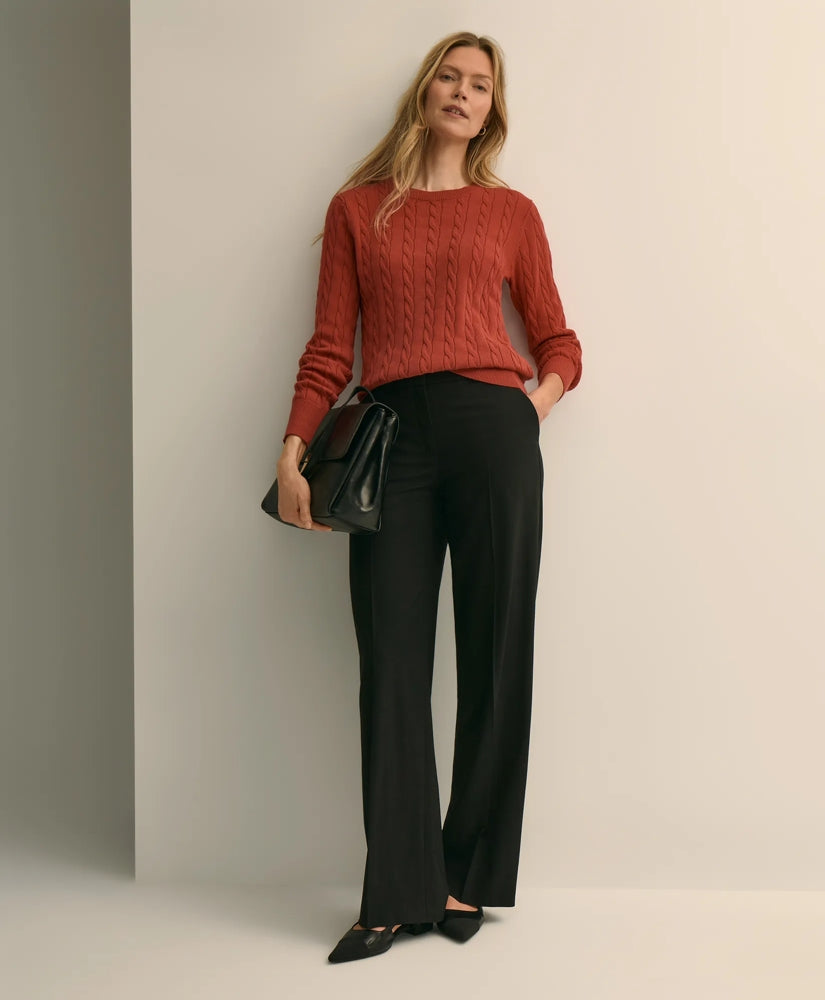 Supima® Cotton Cable Crewneck Sweater