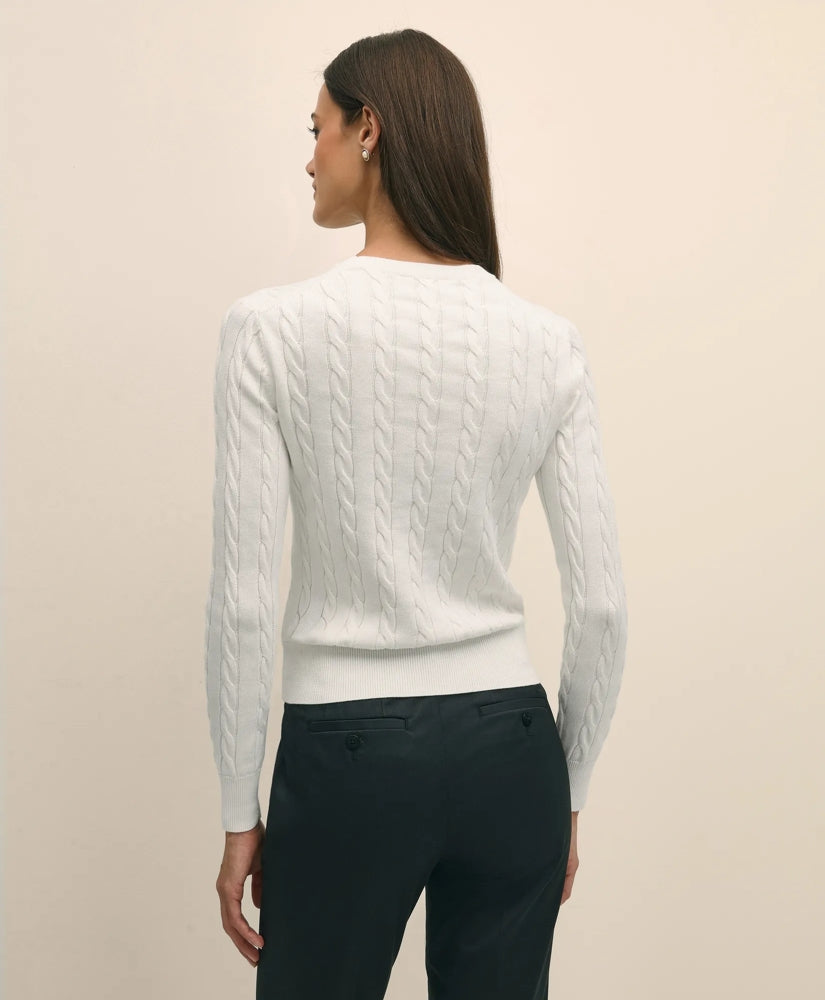 Supima® Cotton Cable Crewneck Sweater