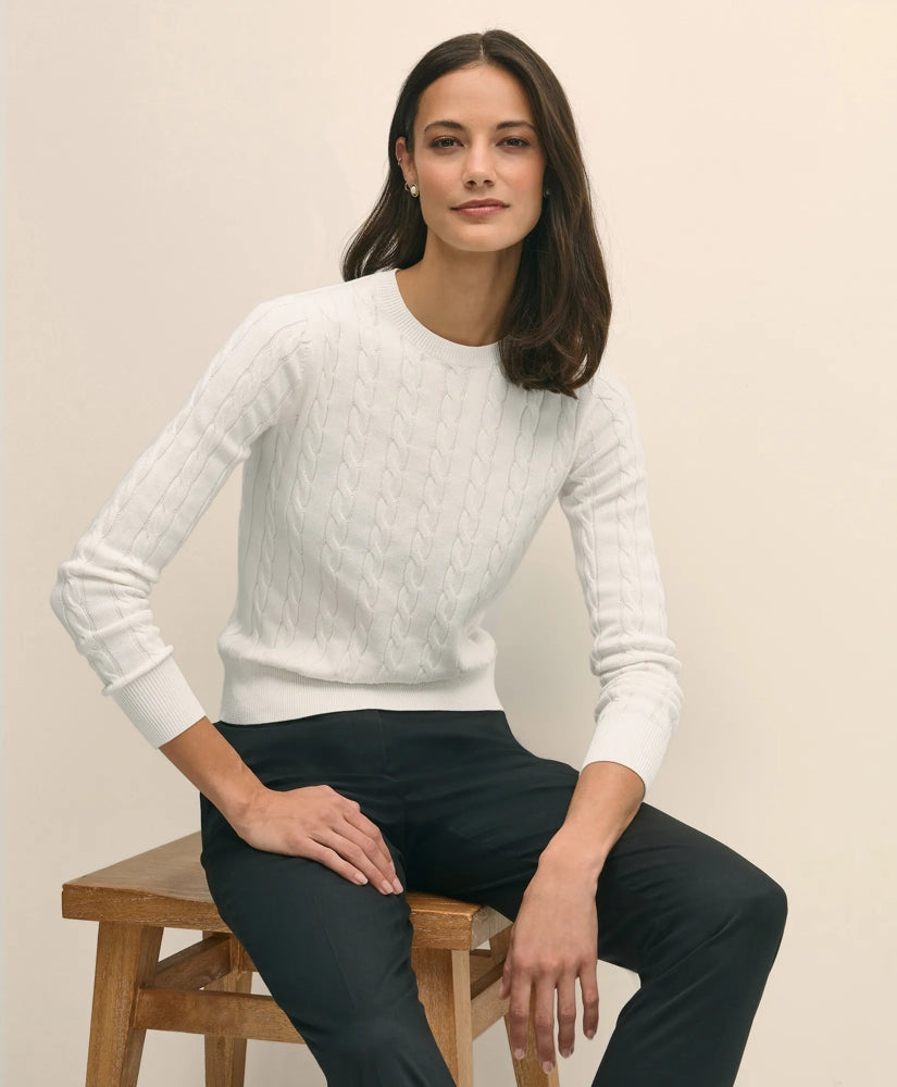 Supima® Cotton Cable Crewneck Sweater