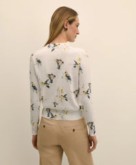 Cotton Cardigan in Bird Print