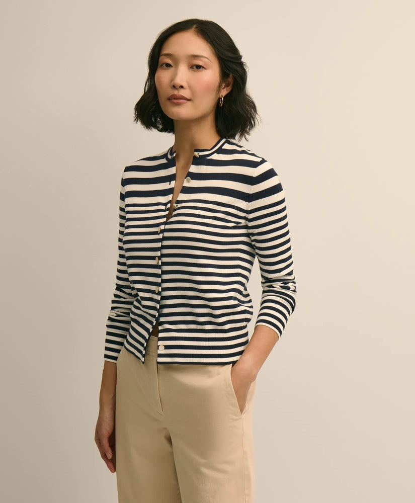Supima® Cotton Variegated Stripe Cardigan