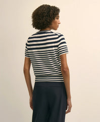 Supima® Cotton Variegated Stripe Short-Sleeve Sweater Shell