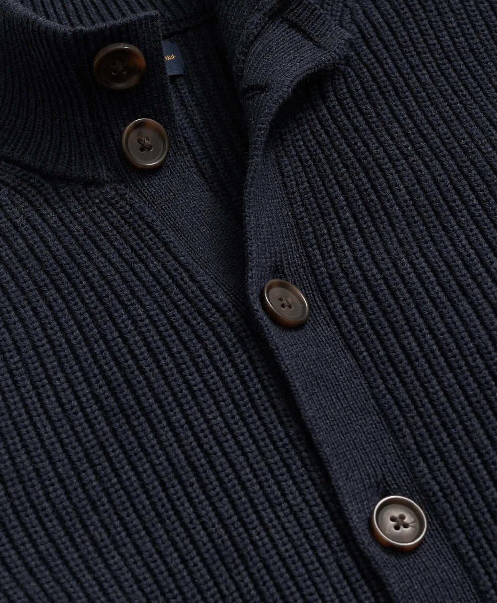 Supima® Cotton Ribbed Mock Neck Cardigan