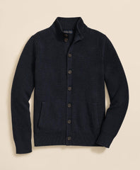 Supima® Cotton Ribbed Mock Neck Cardigan
