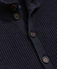 Supima® Cotton Ribbed Mock Neck Cardigan