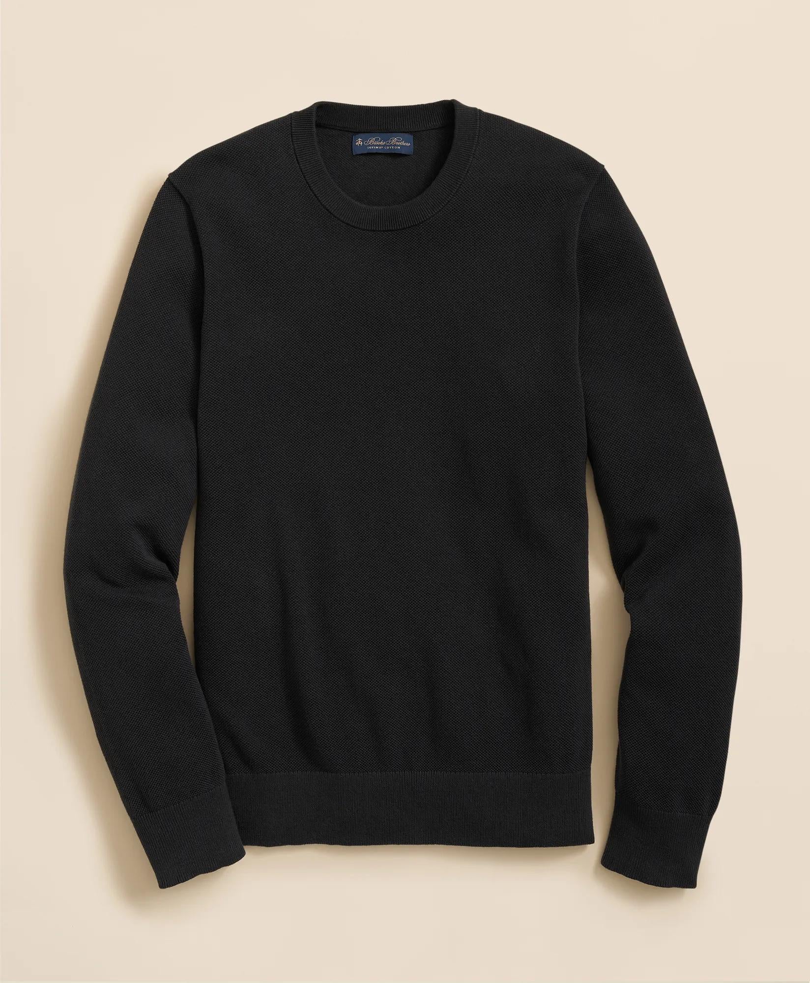Supima® Cotton Pique Crewneck Sweater