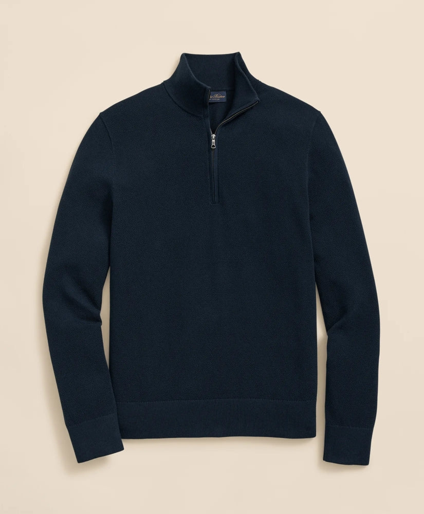 Supima® Cotton Pique Quarter-Zip Sweater