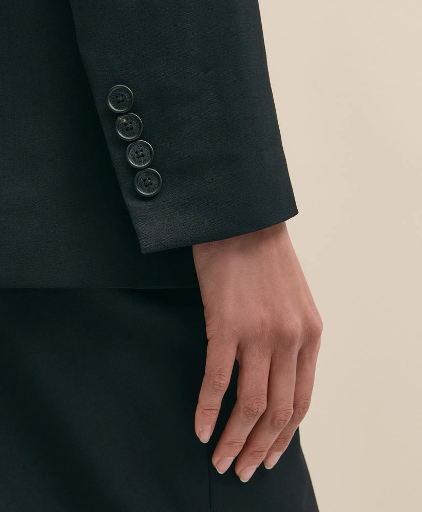 The Essentials Double-Breasted Peak Lapel Jacket in Wool Blend