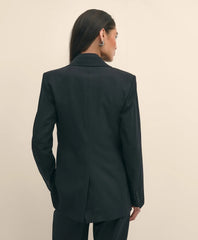 The Essentials Double-Breasted Peak Lapel Jacket in Wool Blend