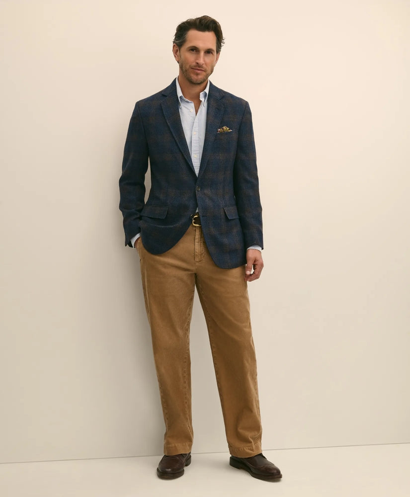 Traditional Fit Wool-Cotton-Silk-Cashmere Hopsack Check Sport Coat
