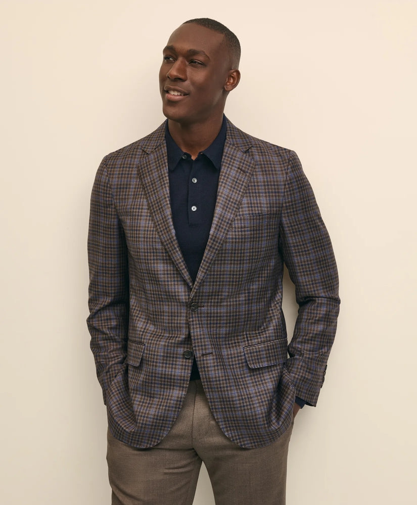 Traditional Fit Wool Plaid-Gingham Sport Coat